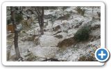 Snow on Samos beaches and roofs